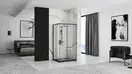 Душова Кабіна REA Punto Чорний 80x100 + Душовий Піддон Savoy Чорний KPL-4806-4087
