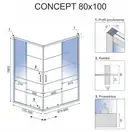 Душевая кабина REA CONCEPT BLACK 80х100 (REA-K6389)