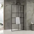 Walk-In Volle Malla Negra з полотенцедержателем 120 х 200 см (профіль - чорний матовий, скло - прозоре) 18-08-120black set