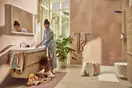 Душова система з термостатом Hansgrohe Pulsify Showerpipe 260 2jet EcoSmart із ShowerTablet Select 400 (колір - хром) 24241000