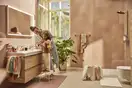Душова система з термостатом Hansgrohe Pulsify Showerpipe 260 2jet EcoSmart із ShowerTablet Select 400 (колір - хром) 24241000