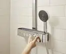 Душова система з термостатом Hansgrohe Pulsify Showerpipe 260 2jet EcoSmart із ShowerTablet Select 400 (колір - хром) 24241000