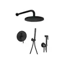 Душевая система скрытого монтажа Paffoni Shower Ø 225 мм + гигиенический душ Paffoni Tweet Round Mix (цвет - чёрный матовый) (KITLIG015NO+ZDUP110NO) фото 1 Aquada.com.ua