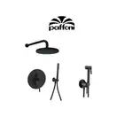 Душевая система скрытого монтажа Paffoni Shower Ø 225 мм + гигиенический душ Paffoni Tweet Round Mix (цвет - чёрный матовый) (KITLIG015NO+ZDUP110NO) фото 2 Aquada.com.ua
