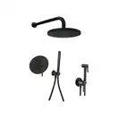 Душевая система скрытого монтажа Paffoni Shower Ø 225 мм + гигиенический душ Paffoni Tweet Round Mix (цвет - чёрный матовый) (KITLIG018NO+ZDUP110NO) фото 1 Aquada.com.ua