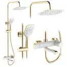 Душевой гарнитур REA MELIA GOLD WHITE с изливом (REA-P2406)