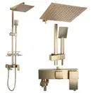 Душевой гарнитур REA JACK BRUSHED GOLD с изливом (REA-P7050)