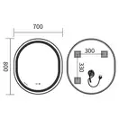 Дзеркало Mixxus Premium ELLIPSE MV05-80x70-Reverse BLACK з Led Touch, Anti-fog, димером (3-6,5kK) ( (MP6646)