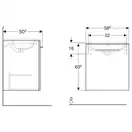 Тумба под раковину Geberit Selnova Square slim rim 53,8 см, орех тёмный (501.218.00.1)