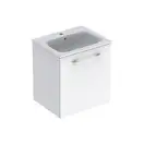 GEBERIT SELNOVA SQUARE комплект: умывальник встроенный Slim Rim, с тумбой 58,8*50,2см, с 1й дверью, белый глянец (501.252.00.1) фото 1 Aquada.com.ua