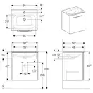 GEBERIT SELNOVA SQUARE комплект: умывальник встроенный Slim Rim, с тумбой 58,8*50,2см, с 1й дверью, белый глянец (501.252.00.1) фото 2 Aquada.com.ua