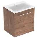 Тумба с раковиной Geberit Selnova Square slim rim 60 см, орех тёмный (501.254.00.1)