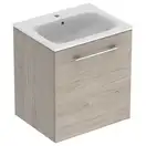 Тумба с раковиной Geberit Selnova Square slim rim 60 см, орех светлый (501.255.00.1)