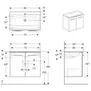 GEBERIT SELNOVA SQUARE комплект: умывальник встроенный Slim Rim, с тумбой 78,8*50,2см, двухдверной, белый глянец (501.256.00.1) фото 2 Aquada.com.ua