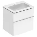 Тумба с раковиной Geberit iCon slim rim 60 см, корпус и фасад - белый глянец / ручки - белый мат 502.335.01.1