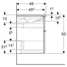 Тумба с раковиной Geberit iCon slim rim 60 см, корпус и фасад - орех тёмный / ручки - лава мат 502.335.JR.1