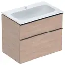 Тумба с раковиной Geberit iCon slim rim 75 см, корпус и фасад - дуб / ручки - лава мат 502.336.JH.1