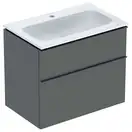 Тумба с раковиной Geberit iCon slim rim 75 см, корпус и фасад - лава мат / ручки - лава мат 502.336.JK.1