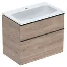Тумба с раковиной Geberit iCon slim rim 75 см, корпус и фасад - орех тёмный / ручки - лава мат 502.336.JR.1