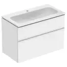 Тумба с раковиной Geberit iCon slim rim 90 см, корпус и фасад - белый мат / ручки - белый мат 502.337.01.3