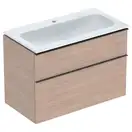 Тумба с раковиной Geberit iCon slim rim 90 см, корпус и фасад - дуб / ручки - лава мат 502.337.JH.1