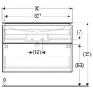 Тумба с раковиной Geberit iCon slim rim 90 см, корпус и фасад - дуб / ручки - лава мат 502.337.JH.1