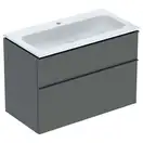Тумба с раковиной Geberit iCon slim rim 90 см, корпус и фасад - лава мат / ручки - лава мат 502.337.JK.1