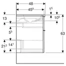 Тумба с раковиной Geberit iCon slim rim 90 см, корпус и фасад - лава мат / ручки - лава мат 502.337.JK.1