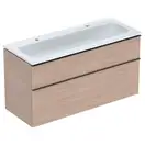 Тумба с раковиной Geberit iCon slim rim 120 см, корпус и фасад - дуб / ручки - лава мат 502.338.JH.1