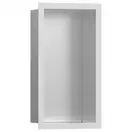 Настенная ниша из матовой нержавеющей стали с дизайнерской рамкой Hansgrohe XtraStoris Individual 30 х 15 х 10 см, белый матовый (56094700) фото 1 Aquada.com.ua