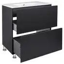 Комплект Qtap Tern 700х725х437 Matt black тумба напольная + раковина врезная, с полотенцедержателем QT1771TNЛ7023070CG (QT1771TNL7023070CMB)