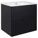 Комплект Qtap Tern 600х580х437 Matt black тумба напольная + раковина врезная, с полотенцедержателем QT1772TPЛ6023060CG (QT1772TPL6023060CMB)