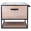 Комплект Qtap Taurus 600х580х437 Whitish oak тумба подвесная + раковина врезная QT2472TPT603WO