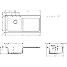 Кухонна мийка Hansgrohe S5110-F450 1050х510 поличка праворуч, Concretegrey (43330380)