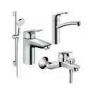 Набір змішувачів для ванни Hansgrohe EcoSmart Logis / Focus 100 (71104 + 7140 + 31806 + 26534400), хром (20200012)