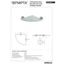 Поличка скляна кутова 104102012 Omega: 250x250 mm Bemeta,Чехія