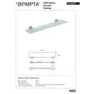 104102045 NEO:поличка скляна 600 mm,нерж Bemeta Чехія (104102045)