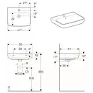 GEBERIT SELNOVA Square умывальник 55*44см, с отверстием под смеситель в центре, перелив видимый (500.290.01.1) фото 2 Aquada.com.ua