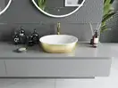 Умывальник (раковина) MEXEN VIKI WHITE BRUSHED GOLD накладной (MEX-21054817)