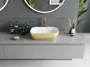 Умывальник (раковина) MEXEN RITA BRUSHED GOLD WHITE накладной (MEX-21084553)