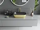 Умывальник (раковина) MEXEN RITA BLACK MATT / BRUSHED GOLD накладной (MEX-21084577)