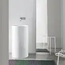 Умивальник окремо стоячий Nic Design Ovvio 45х85 см без переливу, зі зливом в підлогу, чорний глянець (001453008)