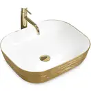 Умывальник (раковина) REA FLORIA BRUSHED GOLD WHITE накладной (REA-U0027)