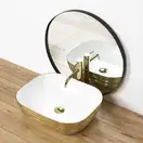 Умывальник (раковина) REA FLORIA BRUSHED GOLD WHITE накладной (REA-U0027)