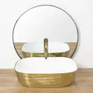 Умывальник (раковина) REA FLORIA BRUSHED GOLD WHITE накладной (REA-U0027)