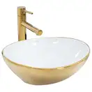 Rea SOFIA GOLD WHITE Умывальник накладной, белый/золото (REA-U0456)