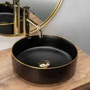 Умивальник (раковина) REA SAMI BLACK MAT GOLD EDGE накладний чорний (REA-U0595)