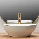 Rea Sofia Gold Edge Раковина накладная, белая с золотом (REA-U3287)