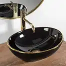 Умывальник (раковина) REA SOFIA BLACK GOLD EDGE  накладной черный (REA-U3695)