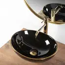 Умывальник (раковина) REA SOFIA BLACK GOLD EDGE  накладной черный (REA-U3695)